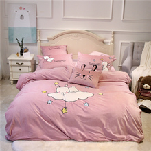 Luxury Velvet Flannel Cartoon Rabbit Bedding Set Warm Fleece Applique Duvet Cover Bed Sheet Pillowcases Queen King Size 4/6/7Pcs 2024 - buy cheap