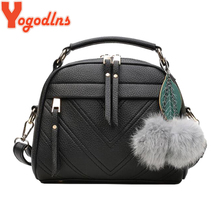 Yogodlns Hair Ball Shoulder Bag Women PU Leather Handbag Tassel Crossbody Bag Fashion Lady Shoulder Bag Luxury Shpping Purse sac 2024 - buy cheap