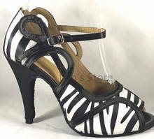 New Ladies Girls Zebra Satin Salsa Ballroom Dance Shoes Latin Dance Shoes Mambo Dancing Shoes 2024 - buy cheap