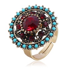 Bing Tu bohemios Jewellery-anillo abierto de resina para mujer, sortija ajustable, Estilo Vintage, Color dorado 2024 - compra barato
