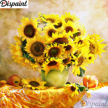 Dispaint, taladro cuadrado/redondo completo, pintura de diamante 5D DIY, flor de girasol amarilla, bordado 3D, punto de cruz, decoración del hogar 5D A12048 2024 - compra barato