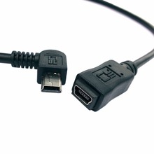 GPS Mini USB 5 контактов 90 градусов левый угловой и правый угловой удлинитель штекер-гнездо 0,3 м 30 см Mini USB 2,0 угол 2024 - купить недорого