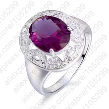 Hot Sell Shiny Purple Cubic Zircon Crystal 925 Sterling Silver Women Rings/Girl's Wedding Finger Ring Jewelry Gift 2024 - buy cheap