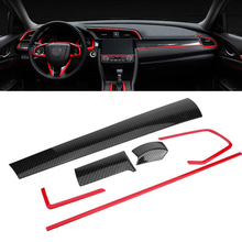 6 pcs Carro De Fibra De Carbono Consola Central Cover Dashboard Guarnição 10th Decorativos Adesivos para Honda Civic 2016-2018 Car acessórios 2024 - compre barato