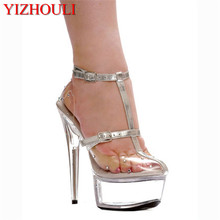 Zapatos de plataforma transparentes de tacón alto de 15 cm para mujer, sandalias femeninas sexys, para verano 2024 - compra barato