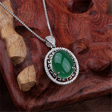chalcedony famous brand silver 925 green pendant round Natural semi-precious stones Bohemian pendant girlfriend gift 2024 - buy cheap