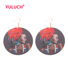 YULUCH Painted African woman design for wooden fashion jewelry girl jewelry popular national earrings party gift 2024 - buy cheap