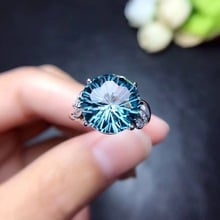 Natural topaz ring Free shipping Finger ring Natural real blue topaz 925 sterling silver ring Luxury style rings  12mm gemstone 2024 - buy cheap