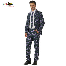 Traje de halloween do diabo apagável, traje para homens, estampa 3d, vestes, casaco, carnaval, festa, blazer, slim fit 2024 - compre barato