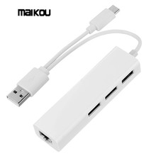 Maikou Многофункциональный USB 3. 0 Type-C на 3 порта USB2.0 хаб Ethernet Интернет RJ45 адаптер для Macbook Windows XP/Vista/3,1 2024 - купить недорого