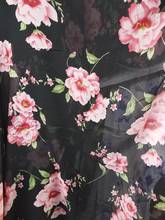 2018new 75D printing chiffon rose flowers pattern black background for clothing fabrics and scarf YH-4738 2024 - buy cheap