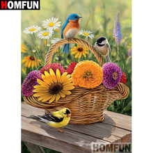 HOMFUN-Cuadro de pájaros y flores elaborado con diamantes de imitación, 5D, bordado, punto de cruz, decoración del hogar, A07725 2024 - compra barato