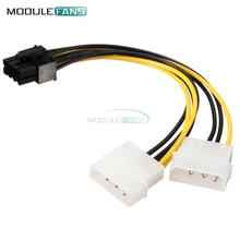 2 шт., двойной переходник Molex LP4 4 Pin to 8 Pin PCI-E Express, кабель питания, провод 2024 - купить недорого