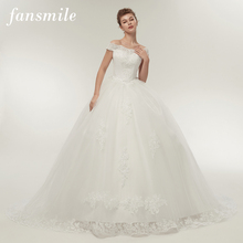 Fansmile Vestidos de Noivas Vintage Lace Wedding Dresses 2022 Train Plus Size Customized Lace Ball Bridal Gowns FSM-121T 2024 - buy cheap