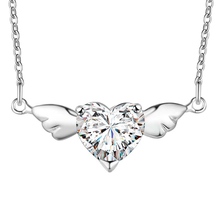 Лидер продаж, новый дизайн, кулон серебряного цвета в форме сердца, крылья ангела, ожерелье с кулоном из циркония AAA, модные ювелирные изделия, помолвка, подарок для женщины 2024 - купить недорого