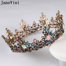 JaneVini-Diadema de cristal Vintage para mujer, Tiaras y coronas de novia doradas, diadema barroca redonda, joyería de boda, accesorios para el cabello 2024 - compra barato
