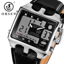 OHSEN Analog Digital Men Sport Watches Backlight Reloj Hombre Relogios Masculino Waterproof Genuine Leather Dress Wrist Watch 2024 - buy cheap