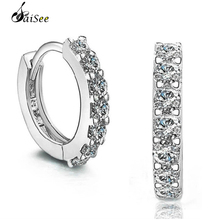 SaiSee Pave Clear Singlerow Crystal Stud Earrings for Women Silver White Gold Color Round Circle Fashion Jewelry Dropshipping 2024 - buy cheap