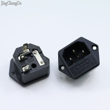 Tomada macho iec 320 c14 de 3 pinos, conector de caixa de alimentação com suporte para fusível e áudio amp 250v 10a rohs ccc tuv ce