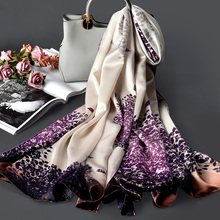100% женский шарф из чистого шелка Ханчжоу, бренд 2020, шали и палантины с принтом, Женская Косынка, шарфы из натурального шелка, женские шарфы 2024 - купить недорого