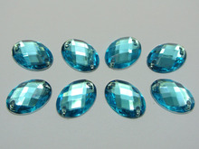 100 azul flatback acrílico oval costura strass botão 13x18mm costurar no grânulo 2024 - compre barato