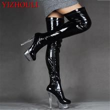 15 high-heeled shoes sexy over-the-knee long boots crystal shoes stage shoes motorcycle boots 6 inch plus size thigh high boots 2024 - buy cheap