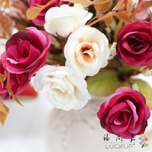 1 Uds bonito ramo de flores pequeño de 14 cabezas de flores de seda flores artificiales rosas boda ramo de flores para decorar el hogar regalo 4 colores disponibles F457 2024 - compra barato