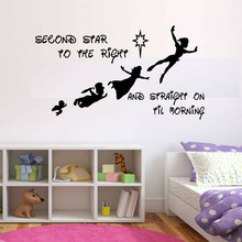 Wall Sticker Home Decor Living Room Peter Pan Quote Removable Wall Decals Second Star Windows Sticker Children Room Decal B634 2024 - buy cheap