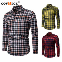Covrlge Brand Drop Shipping Men Plaid Shirt Long Sleeve Shirts 2019 Casual Multi-color Chemise Homme Man Clothes MCL214 2024 - buy cheap