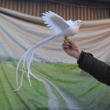 large 30x50cm foam&feathers long tail white Phoenix bird,pastoral handicraft,home garden decoration gift a1790 2024 - buy cheap
