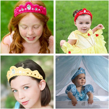 Handmade Knitted Baby Crown Headwear With Crystal Infant Bebe Princess Crochet Crown Headband Photo Props Accessories 2024 - buy cheap