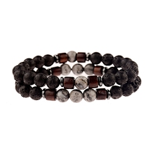 Conjunto de pulseras de piedra lunar Natural y cuentas de madera, pulsera de Buda tibetano, pulseras difusoras de piedra de Lava para hombres y mujeres 2024 - compra barato