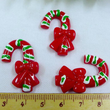 50pcs/lot hot sell Christmas walking stick Resin Cabochon FlatBack Girls Hair Bow Center Making Boys Crafts DIY 30mm 2024 - buy cheap