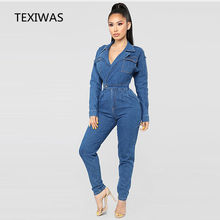 Texiwere-macacão feminino com decote em v, primavera, estilo jeans, sensual, moda de outono 2024 - compre barato