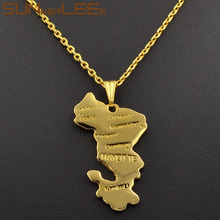 SUNNERLEES Fashion Jewelry Gold-Color Pendant Necklace Mayotte Map Optional Chain For Mens Womens P03 Y 2024 - buy cheap