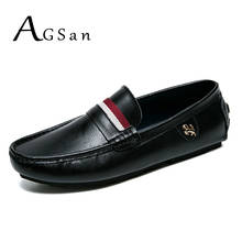 AGSan 2018 Spring New Men Loafers Genuine Leather Driving Shoes Black White Leather Moccasins Slipon Designer Loafers 38-46 Flat 2024 - buy cheap