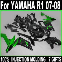 Moldagem por injeção livre personalizar carenagens para yamaha yzf r1 07 08 verde preto kit carenagem yzfr1 2007 2008 + 7 presentes grátis bd58 2024 - compre barato