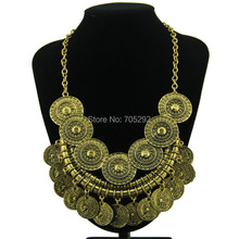New Design Bohemian Jewelry Vintage Gold Alloy Metal Tassel Pendant Turkish Coins Necklace for Women 2024 - buy cheap