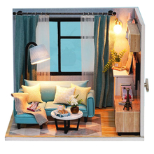 DIY Miniature Dollhouse Kit Cozy The Corner of Living Room with Furniture and Light for Romantic Artwork - Happy Life Reunion 2024 - buy cheap