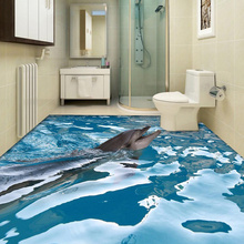 Papel de parede personalizado 3d, fundo de parede com golfinho água do banheiro adesivo de parede antiderrapante à prova d'água e autoadesivo mural de pvc 2024 - compre barato