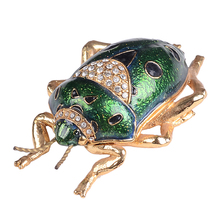 green Scutelleridae insect and bug bejeweled trinket boxes hinged jewelry box trinket box Pendant Display Box 2024 - buy cheap