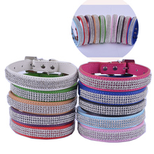 Personalized Pu Leather Dog-Collar Rhinestone Buckle Collars For Dogs Small Pet Dog Supplies Adjustable Red Pink Blue Purple 2024 - buy cheap