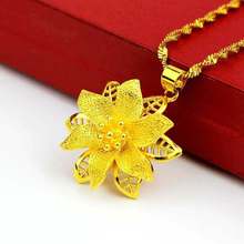 Filigree Flowers Pendant Necklace 18K Gold Retro Women's Neck Chain 2024 - buy cheap