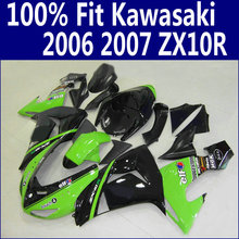 100% fit for Kawasaki fairings Ninja ZX 10R 2006 2007 black green ABS fairing kit ZX10R 06 07 HJ10 +7 gifts 2024 - buy cheap