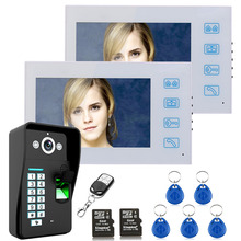 7" Recording 2 Monitor Fingerprint Recognition RFID Password HD Video Door Phone Intercom Doorbell With 8G TF Card Night Vision 2024 - buy cheap