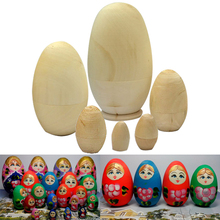 Hot Se-juguetes de muñecas Matryoshka sin pintar para niños, lote de 6 unids/set por Set, en blanco, DIY 2024 - compra barato
