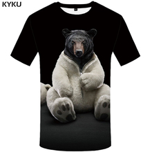 KYKU-Camiseta con oso para hombre, camisa divertida de estilo Hip Hop, 3d, Punk Rock, color negro, ropa fresca, novedad de verano 2018 2024 - compra barato