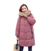 Casaco de inverno feminino com capuz, jaqueta tamanho grande de algodão, manga longa, com zíper j962, 2020 2024 - compre barato