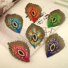 6Pieces Sequin Feather Peacock  Sew on Iron On   Embroidered  Applique  Patch DIY cloth accessory 2024 - buy cheap