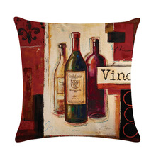 European Style Cotton Linen Home Textile Decor Sofa Car Throw Pillows Decorative Pillows Red Wine Printed Square Cushion Cover 2024 - buy cheap